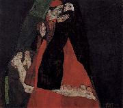 Egon Schiele Kardinal und Nonne oder Die Liebkosung oil